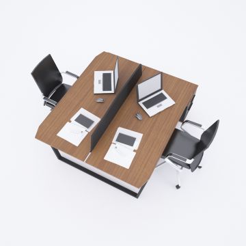 Aleos İkili Etajerli Çalışma Masası 205x140 - Ceviz