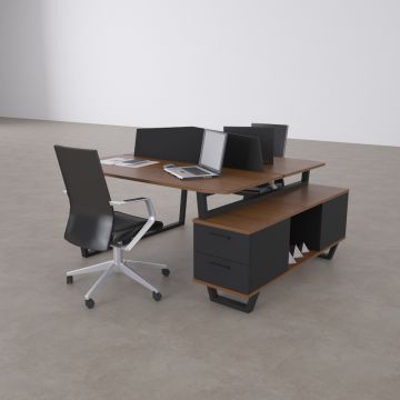 Aleos İkili Etajerli Çalışma Masası 205x140 - Ceviz