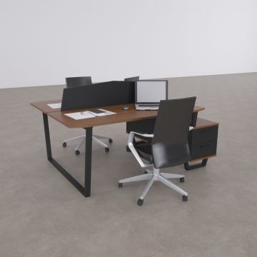 Aleos İkili Etajerli Çalışma Masası 205x140 - Ceviz