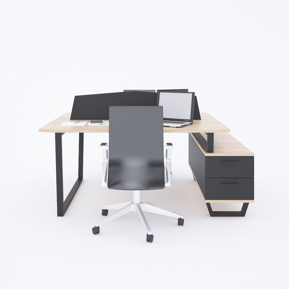 Aleos İkili Etajerli Çalışma Masası 205x140 - Meşe