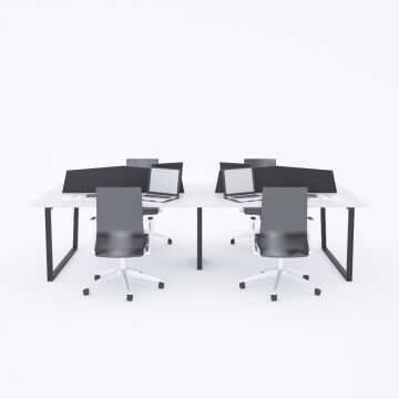 Aleos Dörtlü Çalışma Masası 240x140 - Beyaz