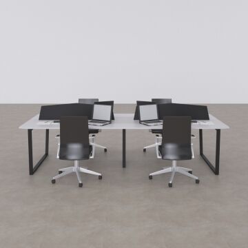 Aleos Dörtlü Çalışma Masası 240x140 - Beyaz