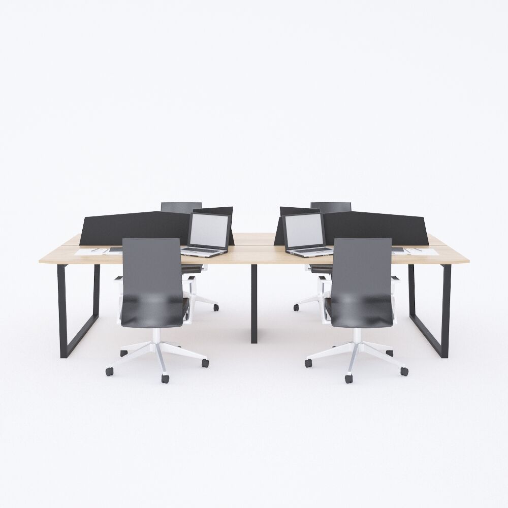 Aleos Dörtlü Çalışma Masası 360x140 - Meşe