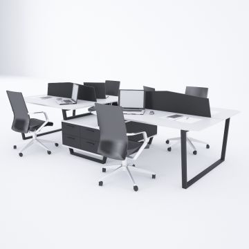 Aleos Dörtlü Etajerli Çalışma Masası 330x140 - Beyaz