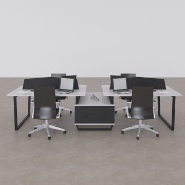 Aleos Dörtlü Etajerli Çalışma Masası 330x140 - Beyaz