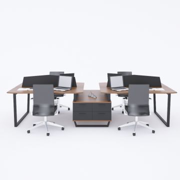 Aleos Dörtlü Etajerli Çalışma Masası 330x140 - Ceviz