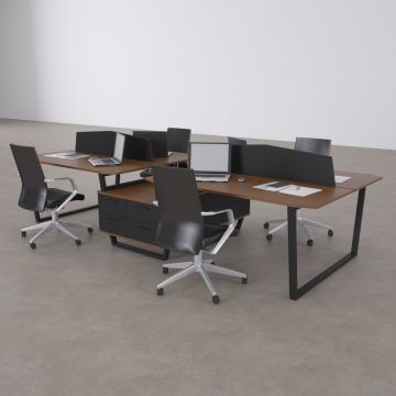 Aleos Dörtlü Etajerli Çalışma Masası 330x140 - Ceviz