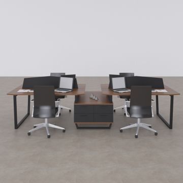 Aleos Dörtlü Etajerli Çalışma Masası 330x140 - Ceviz