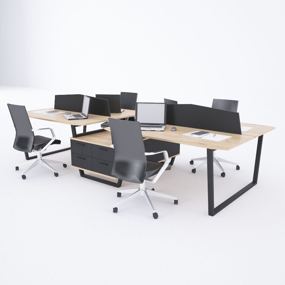 Aleos Dörtlü Etajerli Çalışma Masası 330x140 - Meşe