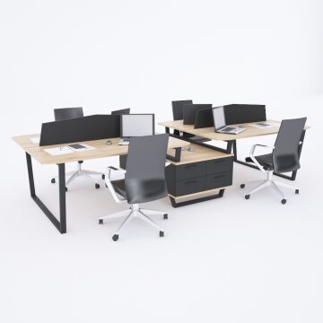 Aleos Dörtlü Etajerli Çalışma Masası 330x140 - Meşe