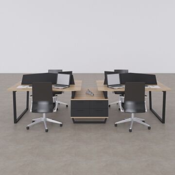 Aleos Dörtlü Etajerli Çalışma Masası 330x140 - Meşe