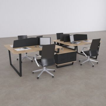 Aleos Dörtlü Etajerli Çalışma Masası 330x140 - Meşe