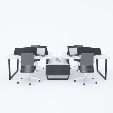 Aleos Dörtlü Etajerli Çalışma Masası 370x140 - Beyaz