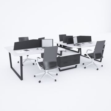 Aleos Dörtlü Etajerli Çalışma Masası 370x140 - Beyaz