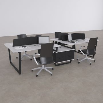 Aleos Dörtlü Etajerli Çalışma Masası 370x140 - Beyaz