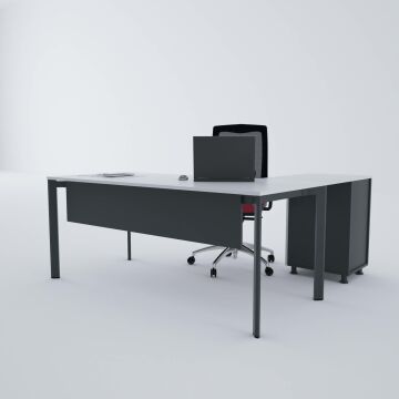 Five Keson Etajerli Çalışma Masası 200x80 - Beyaz