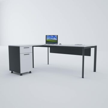 Five Keson Etajerli Çalışma Masası 200x80 - Beyaz