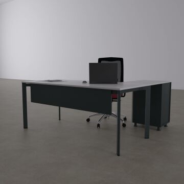 Five Keson Etajerli Çalışma Masası 200x80 - Beyaz