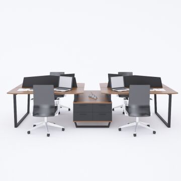 Aleos Dörtlü Etajerli Çalışma Masası 370x140 - Ceviz