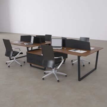 Aleos Dörtlü Etajerli Çalışma Masası 370x140 - Ceviz