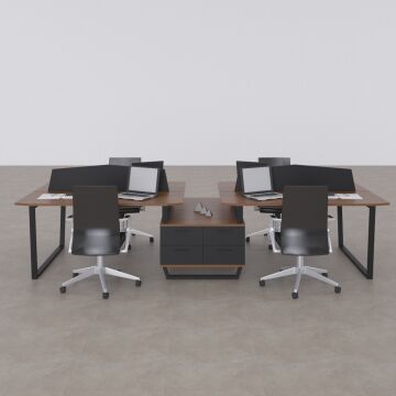 Aleos Dörtlü Etajerli Çalışma Masası 370x140 - Ceviz