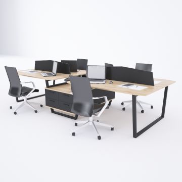 Aleos Dörtlü Etajerli Çalışma Masası 370x140 - Meşe