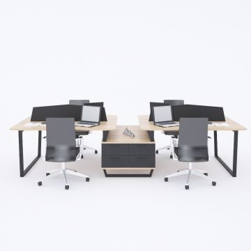 Aleos Dörtlü Etajerli Çalışma Masası 370x140 - Meşe