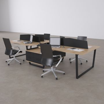 Aleos Dörtlü Etajerli Çalışma Masası 370x140 - Meşe