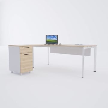 Five Keson Etajerli Çalışma Masası 200x80 - Meşe