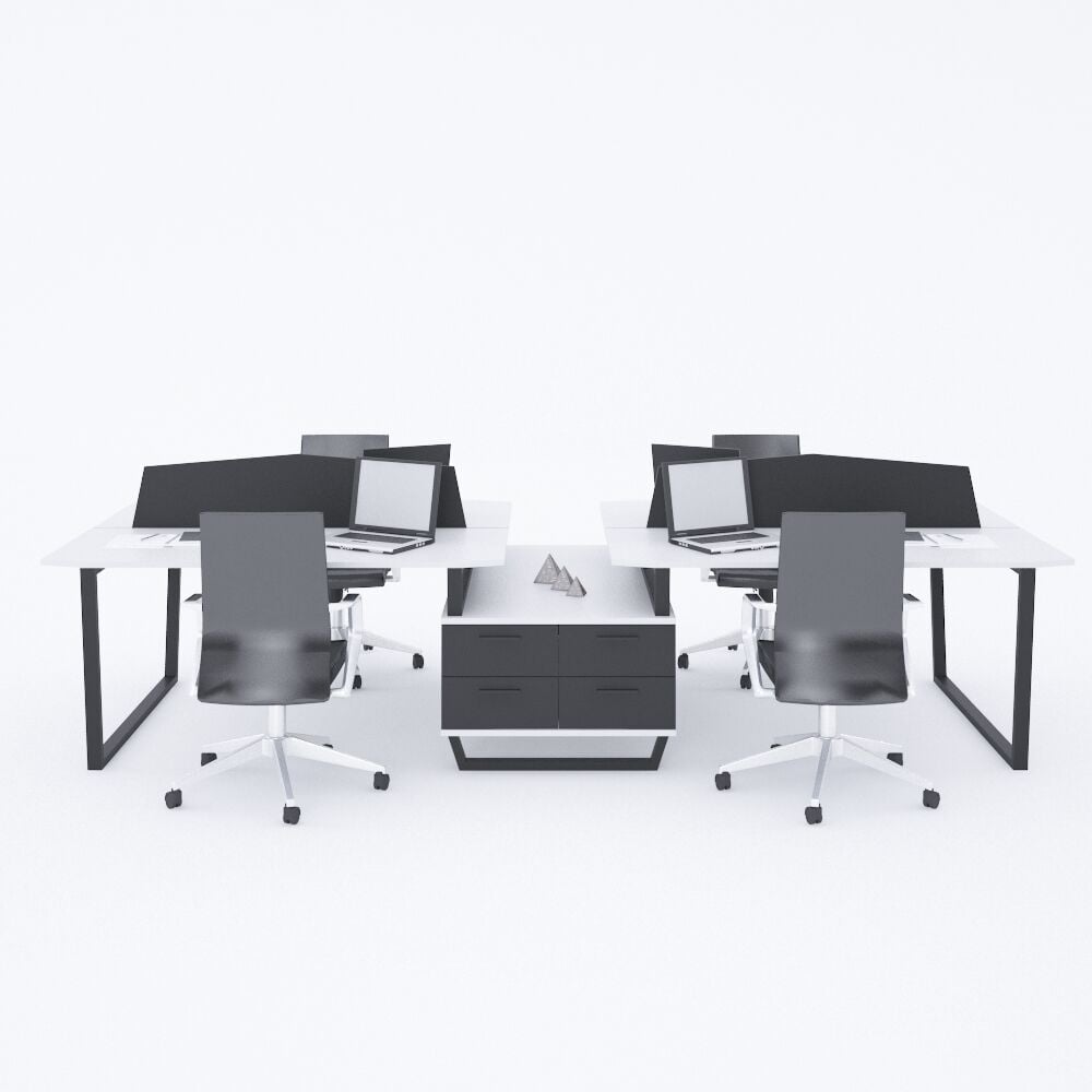 Aleos Dörtlü Etajerli Çalışma Masası 410x140 - Beyaz