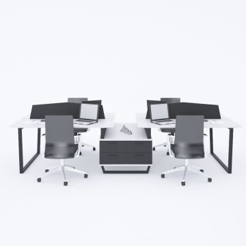 Aleos Dörtlü Etajerli Çalışma Masası 410x140 - Beyaz