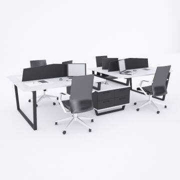 Aleos Dörtlü Etajerli Çalışma Masası 410x140 - Beyaz