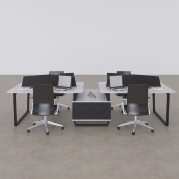 Aleos Dörtlü Etajerli Çalışma Masası 410x140 - Beyaz