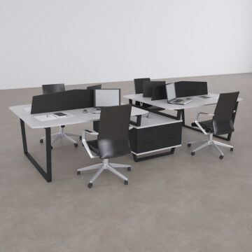 Aleos Dörtlü Etajerli Çalışma Masası 410x140 - Beyaz