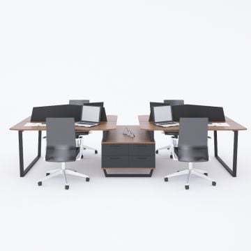 Aleos Dörtlü Etajerli Çalışma Masası 410x140 - Ceviz