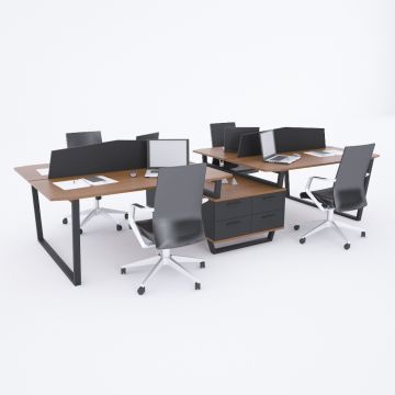 Aleos Dörtlü Etajerli Çalışma Masası 410x140 - Ceviz