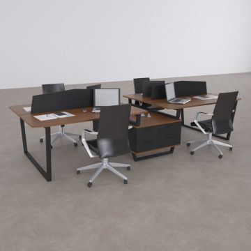 Aleos Dörtlü Etajerli Çalışma Masası 410x140 - Ceviz