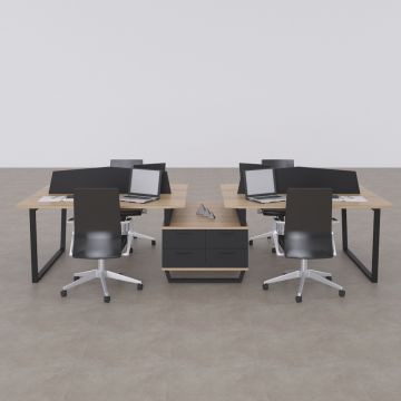 Aleos Dörtlü Etajerli Çalışma Masası 410x140 - Meşe