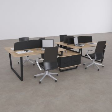 Aleos Dörtlü Etajerli Çalışma Masası 410x140 - Meşe