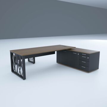 Karm Uzun Alt Etajerli Yönetici Masası 225x170 - Ceviz