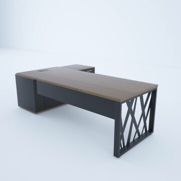 Karm Uzun Alt Etajerli Yönetici Masası 225x170 - Ceviz