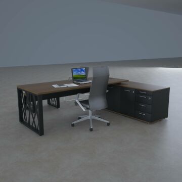 Karm Uzun Alt Etajerli Yönetici Masası 225x170 - Ceviz