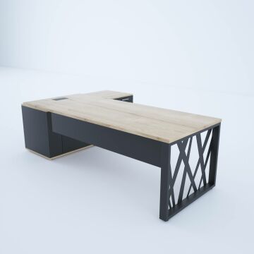 Karm Uzun Alt Etajerli Yönetici Masası 225x170 - Meşe