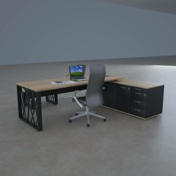 Karm Uzun Alt Etajerli Yönetici Masası 225x170 - Meşe