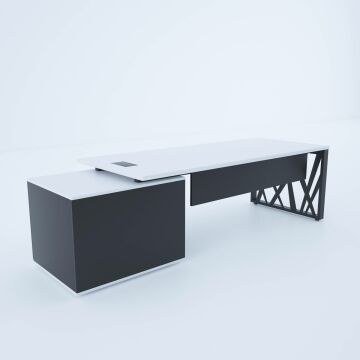 Karm Kısa Alt Etajerli Yönetici Masası 160x90 - Beyaz