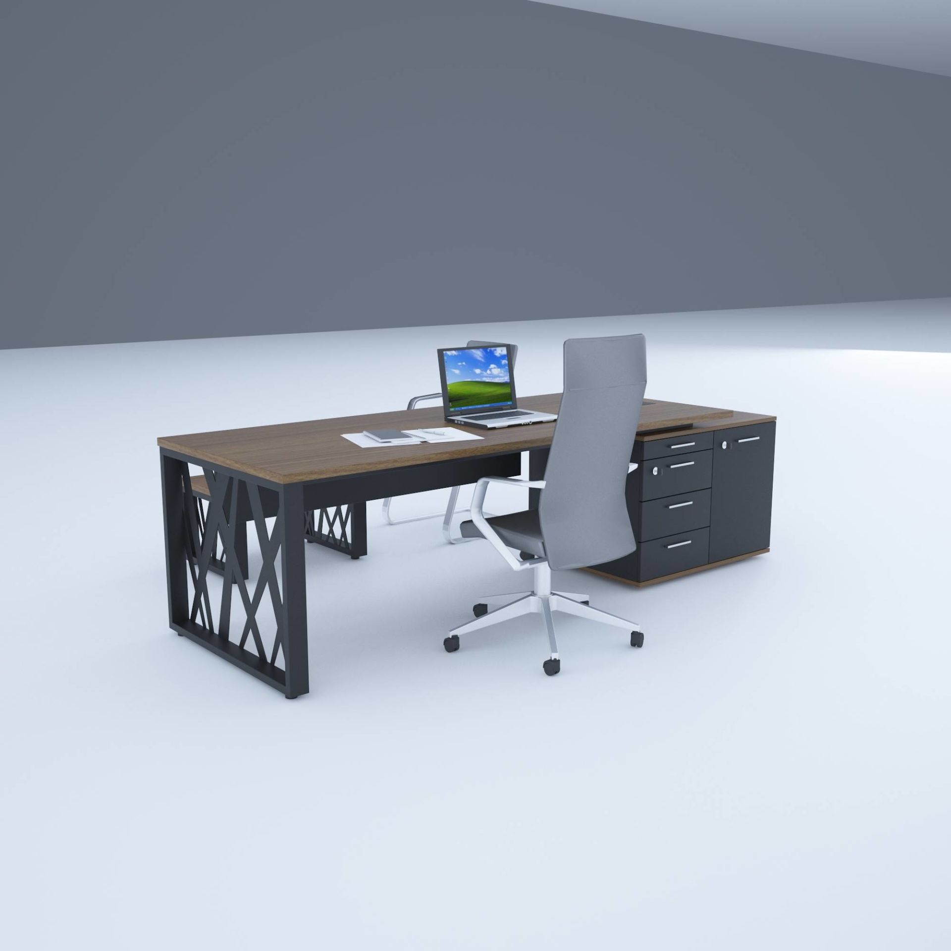 Karm Kısa Alt Etajerli Yönetici Masası 160x90 - Ceviz