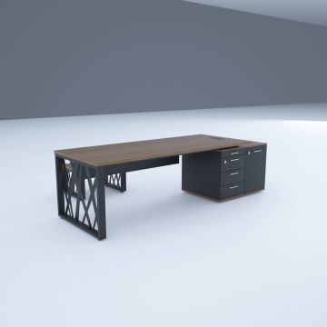 Karm Kısa Alt Etajerli Yönetici Masası 160x90 - Ceviz