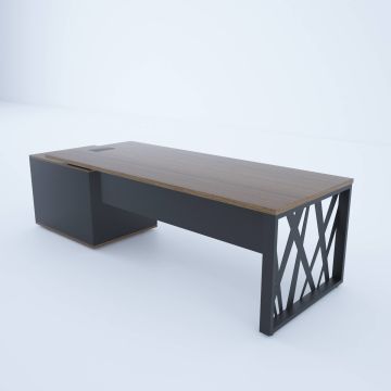Karm Kısa Alt Etajerli Yönetici Masası 160x90 - Ceviz