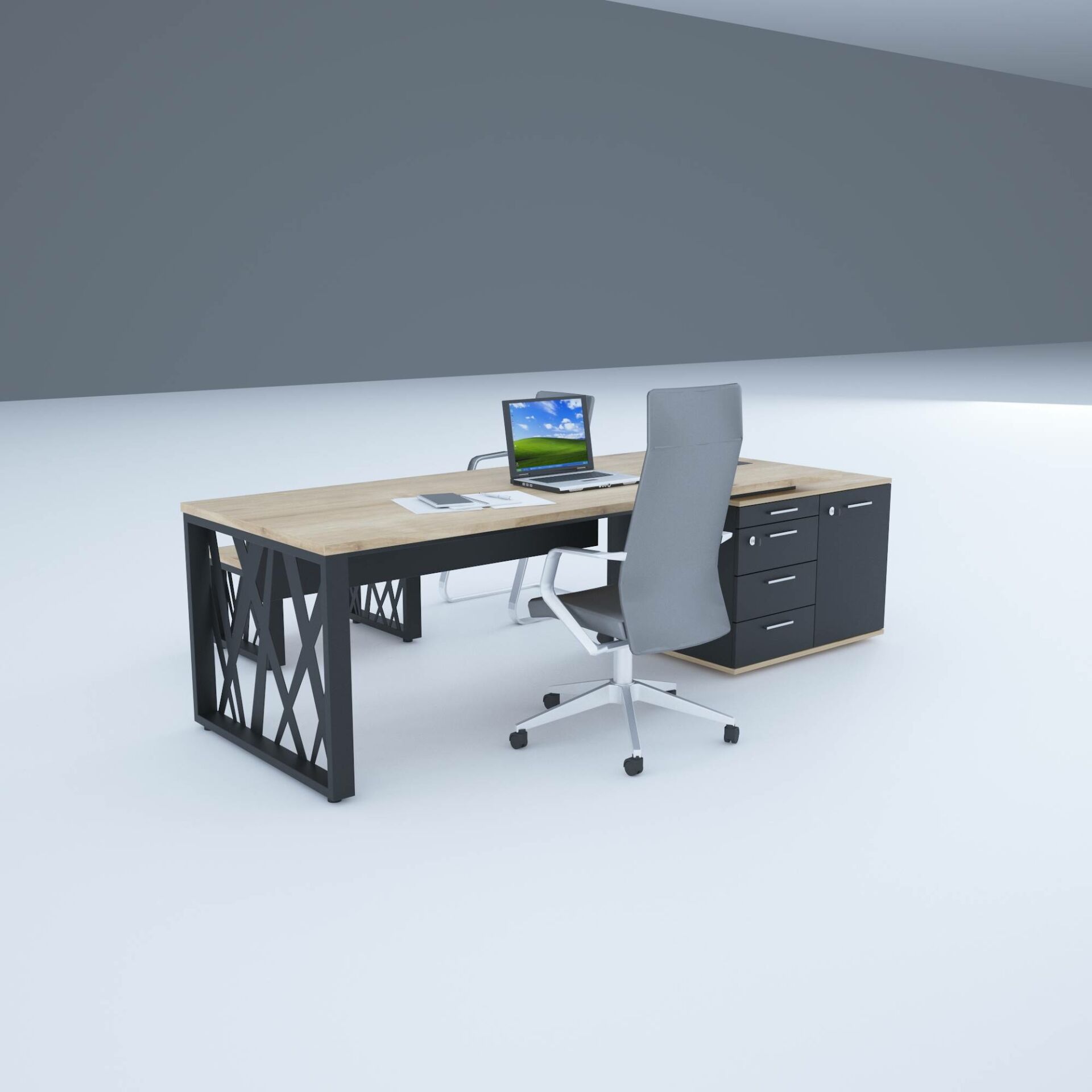 Karm Kısa Alt Etajerli Yönetici Masası 160x90 - Meşe