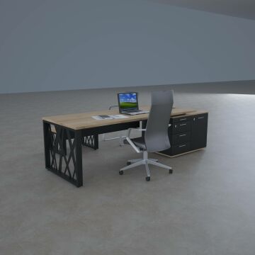 Karm Kısa Alt Etajerli Yönetici Masası 160x90 - Meşe